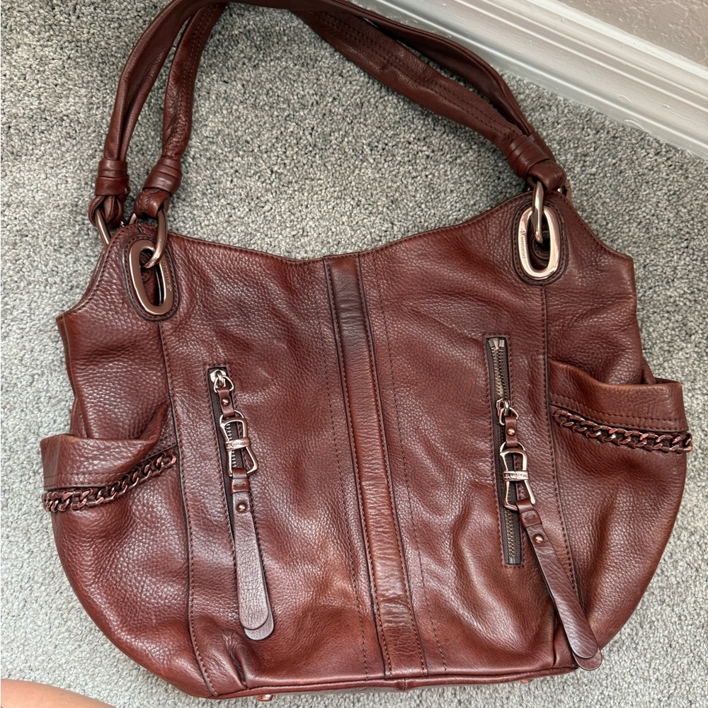 B. Makowsky Alice Leather Hobo Shoulder Bag
